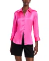 L Agence L'agence Dani Silk Charmeuse Blouse In Shocking Pink