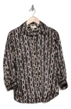 L Agence L'agence Dani Silk Top In Black Multi Geo Chain