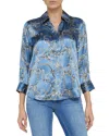 L Agence Dani Silk Blouse In Blue Horizon/silver