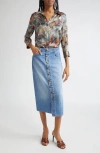 L Agence L'agence Dani Three-quarter Sleeve Silk Button-up Shirt