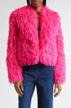 L Agence Davy Faux Fur Jacket In Hot Pink
