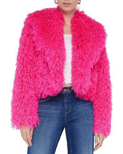 L Agence L'agence Davy Crop Faux Fur Jacket In Pink