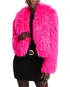 L Agence Davy Faux Fur Jacket In Hot Pink