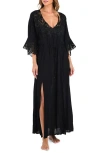 L Agence L'agence Deanna Long Sleeve Cover-up Maxi Dress In Black