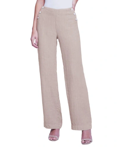 L Agence L'agence Dee High-rise Sailor Linen Pant In Neutral