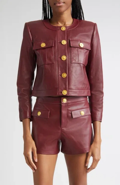 L Agence Deidra Collarless Jacket Black Cherry In Burgundy
