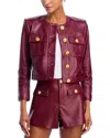 L Agence Deidra Collarless Jacket Black Cherry In Brown