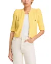 L Agence Delilah Crop Textured Cardigan Pale Yellow In Yellow