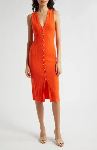 L'agence Domino Button Wool-blend Dress In Red