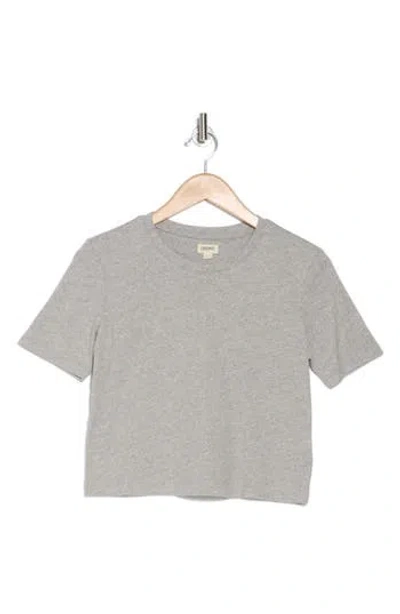 L Agence L'agence Donna Crewneck Crop T-shirt In Heather Grey