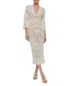 L Agence Doive Pointelle Midi Dress In White