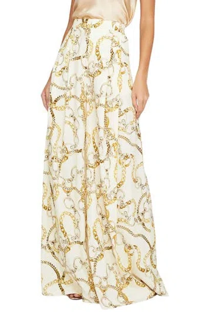 L Agence L'agence Dree Chain Print Wide Leg Pants In Ecru Multi Oversized Chain