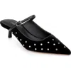 L Agence L'agence Edith Mary Jane Pointed Toe Kitten Heel Mule In Black