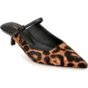 L Agence L'agence Edith Mary Jane Pointed Toe Kitten Heel Mule In Leopard Hair Calf