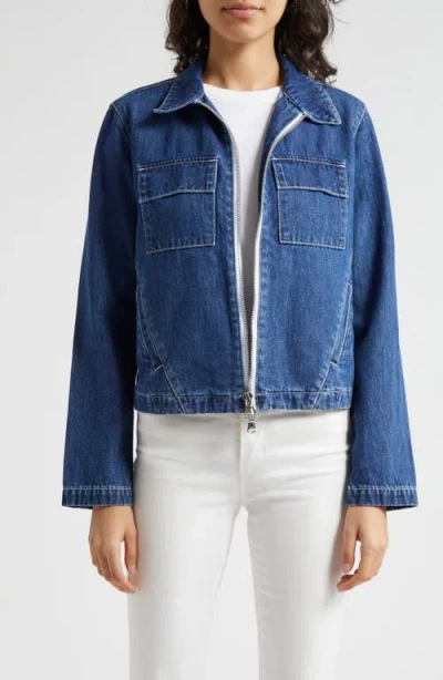 L Agence L'agence Elaine Zip Front Denim Jacket In Torrence