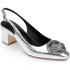 L'agence Elayne Patent Leather Slingback In Silver Leather
