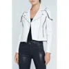 L Agence L'agence Eleana Whipstitch Leather Biker Jacket In Ivory/black