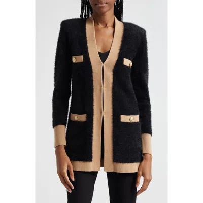 L Agence L'agence Elin 4-pocket Cardigan In Black/camel