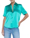 L'agence Ellah Short Sleeve Blouse In Bright Seafoam In Green