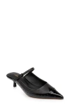 L Agence L'agence Elle Wingtip Pointed Toe Mary Jane Kitten Heel Mule In Black Leather