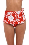L Agence L'agence Ellen Ikebana Skirted Bikini Bottoms In Rouge