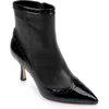 L'agence Ember Wingtip Pointed Toe Bootie In Black Leather