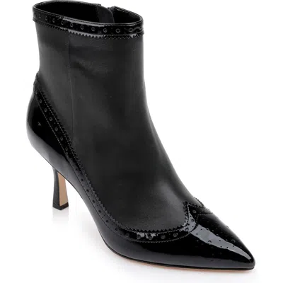 L'agence Ember Wingtip Pointed Toe Bootie In Black Leather