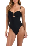 L'agence Emilia Solid Bandeau V Wire One Piece Swimsuit In Black