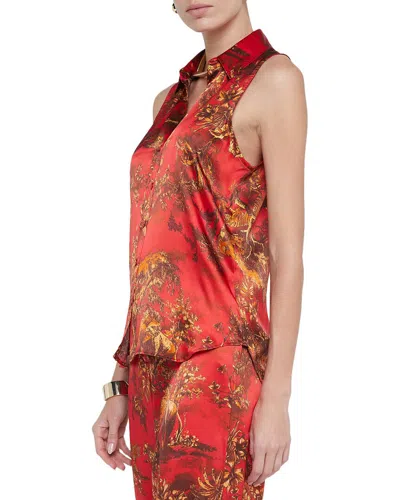 L Agence L'agence Emmy Sleeveless Silk Blouse In Red