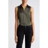 L Agence Emmy Sleeveless Silk Blouse In Army