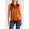 L Agence L'agence Emmy Sleeveless Silk Blouse In Brown