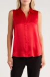 L Agence L'agence Emmy Sleeveless Silk Shirt In Red