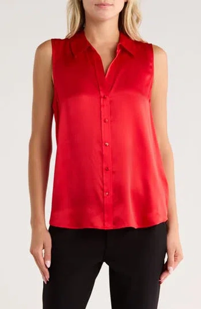 L Agence L'agence Emmy Sleeveless Silk Shirt In Red