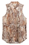 L Agence L'agence Emmy Snakeskin Print Sleeveless Silk Shirt In Animal Print
