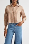 L Agence Fawn Western Card Print Shirt In Gold
