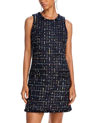 L Agence Florian Tweed Shift Dress In Midnight/mustard Plaid
