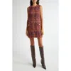 L Agence Florian Tweed Shift Dress In Red/pink Multi Tweed