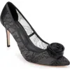 L'agence Fosette Pointed Toe Pump In Black Lace