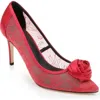 L'agence Fosette Pointed Toe Pump In Red Lace