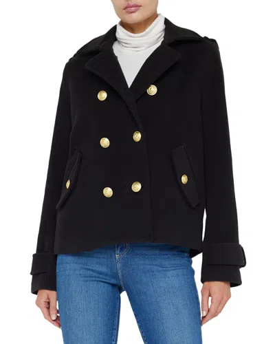 L Agence L'agence Franco Short Wool-blend Military Coat In Black