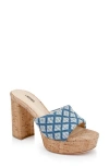 L Agence L'agence Gabriell Platform Slide Sandal In Light Denim