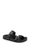 L Agence Gaelle Slides Black In Black Leather