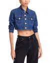 L Agence Genevie Cropped Denim Jacket In Conway