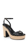 L Agence L'agence Genevra Ankle Strap Platform Sandal In Black Leather