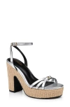 L Agence L'agence Genevra Ankle Strap Platform Sandal In Silver Leather