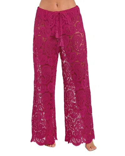 L Agence L'agence Geraldine Paisley Crochet Cover-up Pants In Pink