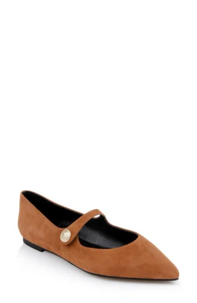 L Agence L'agence Gersende Mary Jane Pointed Toe Flat In Buckskin Suede