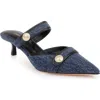 L AGENCE L'AGENCE GILLIANE MARY JANE POINTED TOE KITTEN HEEL MULE
