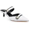 L Agence L'agence Gilliane Mary Jane Pointed Toe Kitten Heel Mule In White Leather
