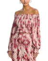 L Agence L'agence Graciela Printed Off The Shoulder Smocked Top In Burgundy